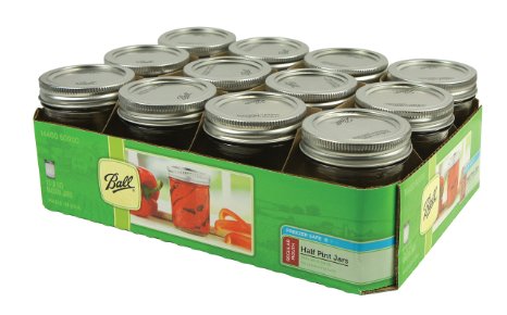 Ball Regular Mouth Half Pint Jars with Lids and Bands Set of 12