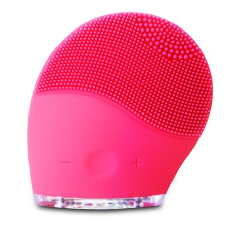 HailiCare Electric Facial Cleansing Brush Natural Silicone Rechargeable Face Massager (Rose)