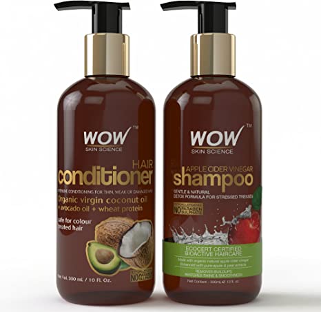 WOW Skin Science WOW Apple Cider Vinegar Shampoo   WOW Hair Conditioner Set (10fl. oz each) - No Sulphates or Parabens (1 Pack Combo)
