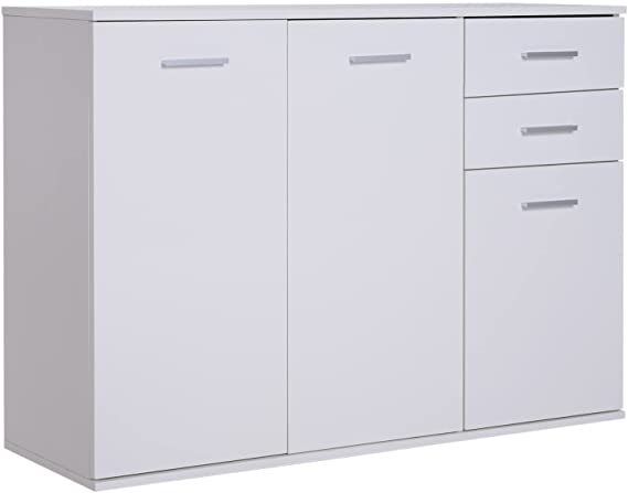 HOMCOM Armario Gabinete Consola Aparador Buffet Mueble Organizador de Almacenaje Multiusos de Comedor Salón con Puertas y Cajones 106x35x76cm