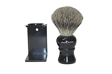 Shave Nation Ebony Pure Badger Brush with Free Stand