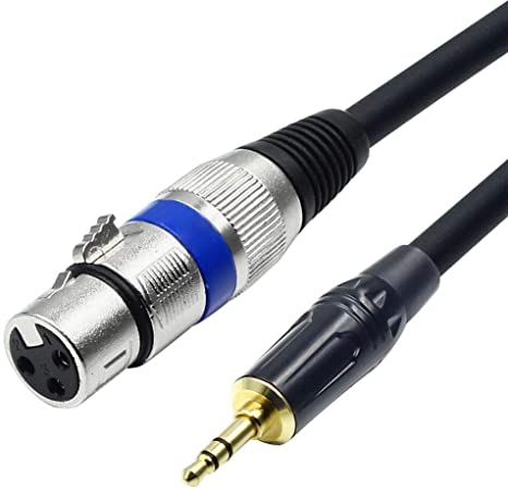 DISINO Unbalanced XLR Female to 1/8 inch (3.5mm) TRS Stereo Microphone Cable for Camcorders, DSLR Cameras, Computer Recording Device and More - 15ft