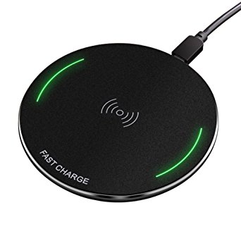 Fast QI Wireless Charger, WOWOGO iPhone Wireless Charger Wireless Charging Pad (Ultra-Slim) for iPhone X ,iPhone 8, iPhone 8 Plus ,Samsung Galaxy Note8, S8, S8 Plus, S7, S7 Edge, S6 Edge Plus (Black)