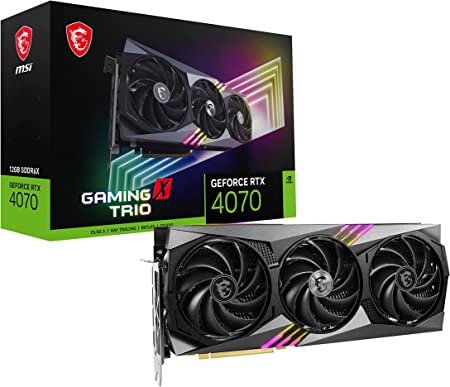 MSI Gaming GeForce RTX 4070 12GB GDRR6X 192-Bit HDMI/DP Nvlink TORX Fan 4.0 Ada Lovelace Architecture Graphics Card (RTX 4070 Gaming X Trio 12G)