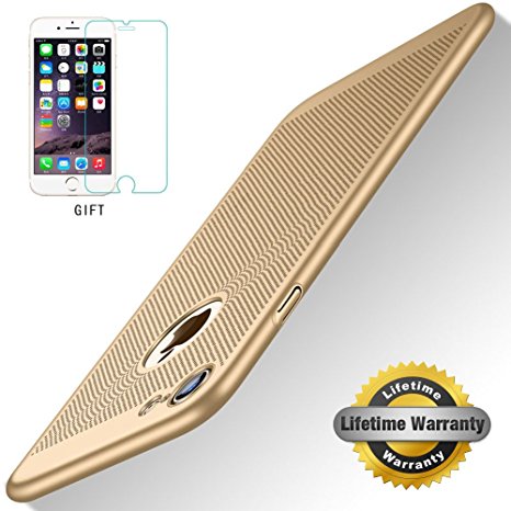 iPhone 7 Case, STANAWAY Hard PC iPhone 7 Cover[Free Screen Protector][Breathable ][Ultra Thin ][ Lightweight ][ Anti-Scratch]for iphone 7 case - 4.7inch slim-Gold