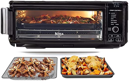 Ninja SP101 Foodi 8-in-1 Air Fry Large Toaster Oven Flip-Away for Storage Dehydrate Keep Warm 1800w XL Capacity- Renewed- (BLACK)