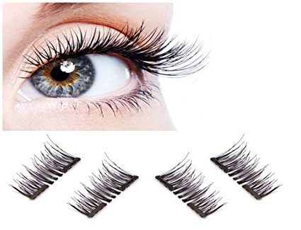 Longer Magnetic Eyelashes - Ultra Thin 3D Fiber Reusable Best Fake Lashes Extension for Natural - Black and Brown (4 Pieces)