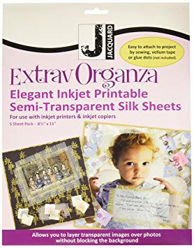 Jacquard Ink Jet Fabric 8.5'' x 11'' Silk Organza Sheets (5 Pack)