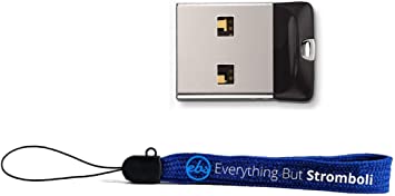 SanDisk Cruzer Fit USB Flash Drive Low Profile Tiny Drive Bundle with (1) Everything But Stromboli Lanyard (8GB)