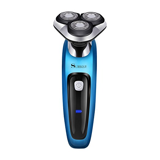 SURKER Electric Shaver Rotary Shaver Wet and Dry 3 in 1 With Nose Trimmer and Sidebums Razor