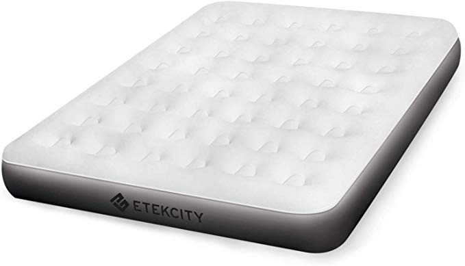 Etekcity Air Mattress Queen Size Camping Air Bed Blow Up Bed Inflatable Mattress Raised Airbed Without Pump for Guest, Hiking, Height 9", 2-Year Warranty, Storage Bag