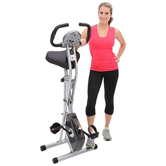 Exerpeutic Folding Magnetic Upright Exercise Bike with 300 lbs Weight Capacity