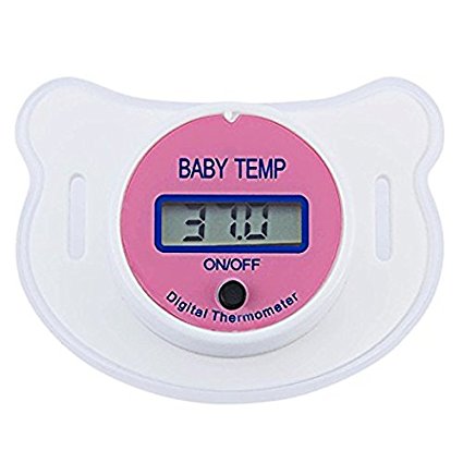 Rebecca online baby thermometer mouth,Baby Pacifier Thermometer Portable LCD Digital With Protective Storage Cover Safety Health Nipple (Pink)