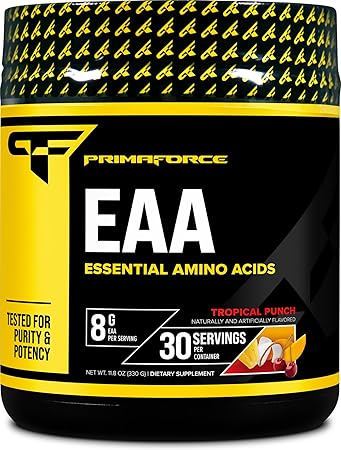 Primaforce EAA Powder (30 Servings, Tropical Punch) - Essential Amino Acids for Pre/Intra Workout and Recovery - Non-GMO and Gluten Free