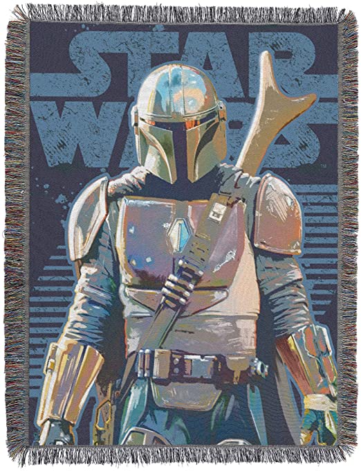 Star Wars The Mandalorian, "Alone" Metallic Woven Tapestry Throw Blanket, 48" x 60", Multi Color, 1 Count