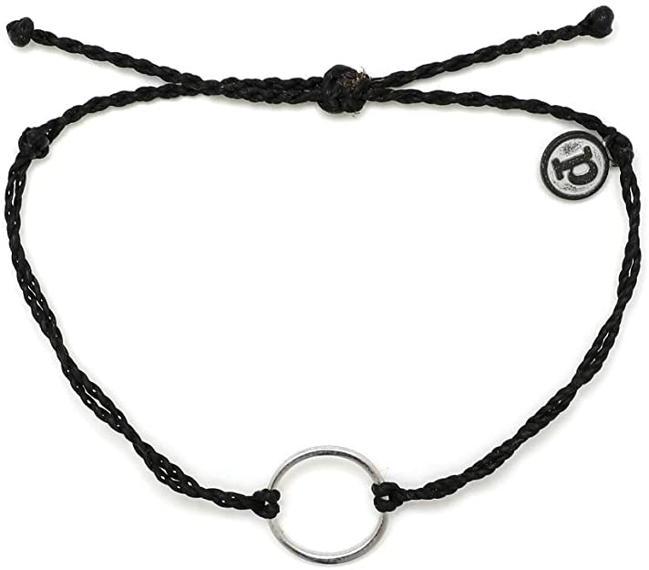 Pura Vida Silver or Gold Circle Bracelet - Waterproof, Artisan Handmade, Adjustable, Threaded, Fashion Jewelry for Girls/Women