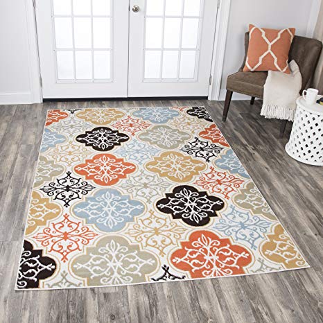 Rizzy Home Xpression Collection Polypropylene Area Rug, 8' x 10', Ivory/Beige/Brown/Aqua/Gray/Orange Medallions