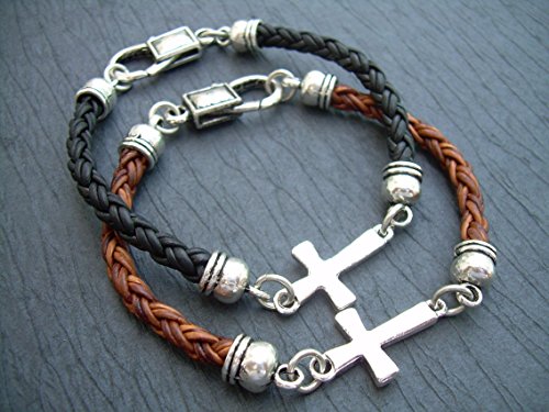 Leather Bracelet, Cross, Cross Bracelet, Mens Bracelet, Womens Bracelet, Religious Gift, Mens Jewelry, Womens Jewelry