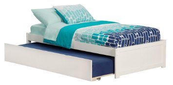 Concord Bed with Flat Panel Foot Board and Trundle Bed, Twin, White