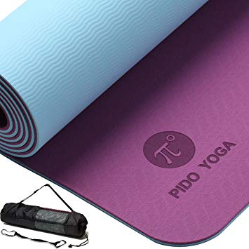 wwww PIDO TPE Yoga Mat ECO Friendly SGS Certified Non Slip Yoga Mats with Carrying Strap and Bag,72"x24" Extra Thick 1/4" Best Gift for Christmas in Holiday Yoga Pilates