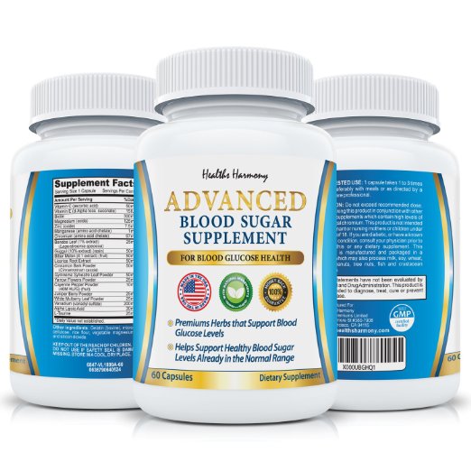 Best Blood Sugar Support Supplement - Helps with Blood Glucose and Weight Loss - Natural Herb Health Level Formula - 100 Money Back Guarantee - 60 Capsule Pills