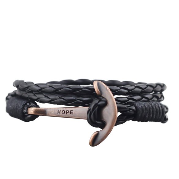Leather Anchor Bracelet for Men and Women-Durable Leather Bangle-Unisex Fashion Jewelry