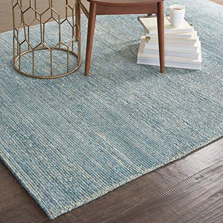 Rivet Contemporary Striated Jute Rug, 7' 5" x 5' 3", Seafoam