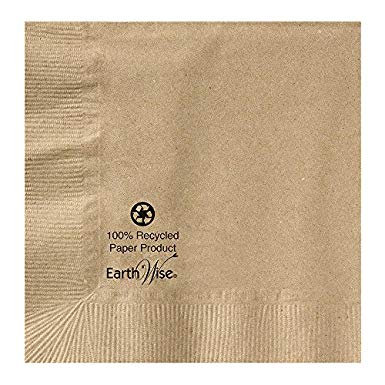 Hoffmaster 180200 Earth Wise Kraft Beverage Napkin, 2 Ply, 1/4 Fold, 10" x 10", Natural (Packs of 1000)