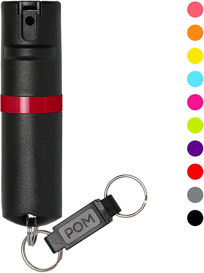 POM Pepper Spray Flip Top Keychain - Maximum Strength OC Spray Self Defense - Tactical Compact & Safe Design - Quick Key Release - 25 Bursts & 10 ft Range - Accurate Stream Pattern