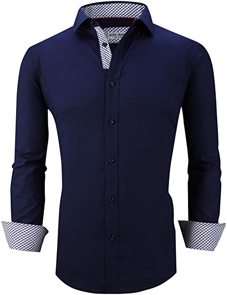 Alex Vando Mens Dress Shirts Regular Fit Long Sleeve Men Shirt