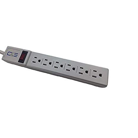 C&E CNE75969 15-Feet Surge Protector Flat Rotating Plug 6 Outlet Horizontal Outlets Plastic Power Cord, Gray