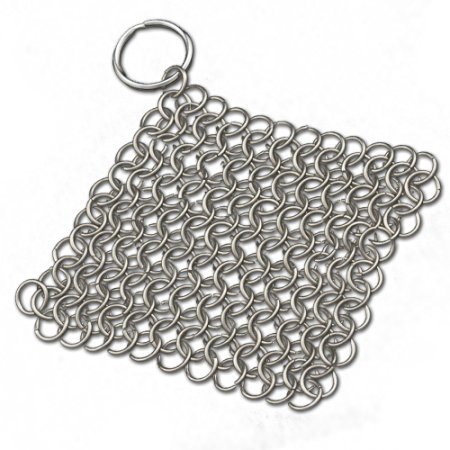 Chain Mail Cast Iron Cleaner Mini - 5x4 Inch Stainless Steel Chainmail