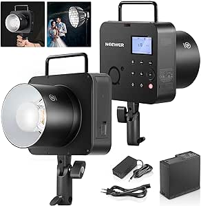 NEEWER Q4 400Ws 2,4G TTL Flash, 1/8000 HSS Tout en Un Lumière Stroboscopique Photographie Monolight avec Lampe de Modélisation 30W/400 Flash Pleine Puissance/Batterie au Lithium 21,6V 2800mAh