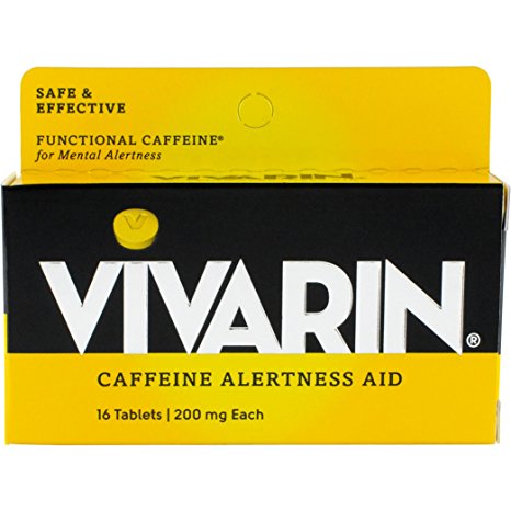 Vivarin Caffeine Alertness Aid, 200mg Tablets, 16 Count, Functional Caffeine for Mental Alertness, Same Caffeine as a Cup of Coffee
