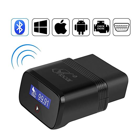 TekkPerry Bluetooth OBD2 Scanner, Bluetooth OBDII Car Diagnostic Scanner/Tool/Adapter, Car Scanner Tool Auto Adapter Check Engine Diagnostic Tool Light Scan Tool Code Reader Android Torque/PC/IOS