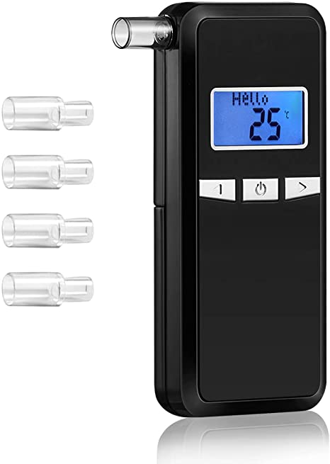 Breathalyzer, EK916 Professional-Grade Accuracy Breath Alcohol Tester, USB Rechargeable Portable Breath Alcohol Tester with 10 Mouthpieces for Personal & Police Use
