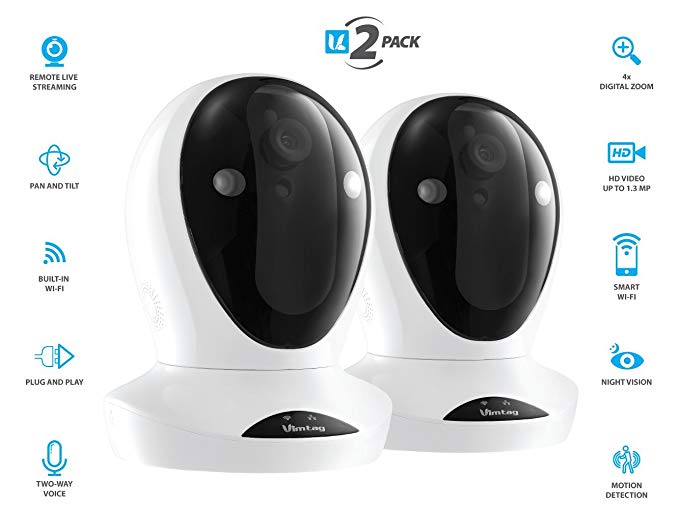 Vimtag P1 Smart HD [2-Pack] | WiFi Video Monitoring Surveillance Security Camera