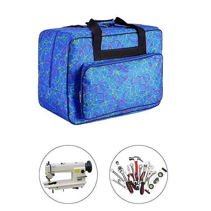 Sewing Machine Carrying Case Tote Bag,Universal Nylon Carry Bag, Universal Padded Storage Cover Carrying Case with Pockets and Handles (Blue_1)