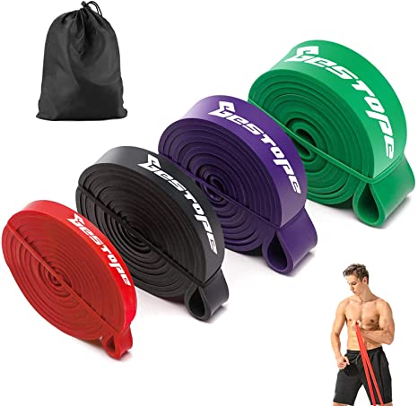 BESTOPE Resistance Bands Pull Up Assist Bands Set, 4 Different Levels Durable Latex Workout Exercise Bands Home Gym Equipment for Fitness, Powerlifting, CrossFit, Stretch, Strength Training