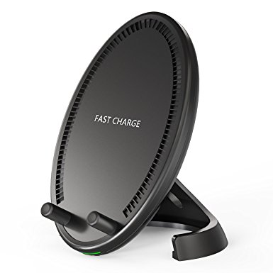 Fast Wireless Charger, HiGoing Built-in Cooling Fan Qi Wireless Charger Stand for Samsung Galaxy S8/ S8 Plus/ S7/ S7 Edge,Note 8/ Note 5, iPhone X iPhone 8/8 Plus, C580 Black