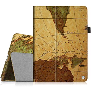 Fintie iPad Air Folio Case - Slim Fit Leather Smart Cover with Auto Sleep / Wake Feature for iPad Air (iPad 5th Generation) 2013 Model, Map Brown