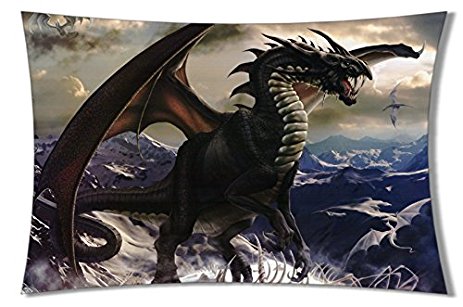 Cool Your Style* Dragon Cotton Linen Square Decorative Throw Pillow Case Two Sides 20x30Inch Comfortable Various Patterns