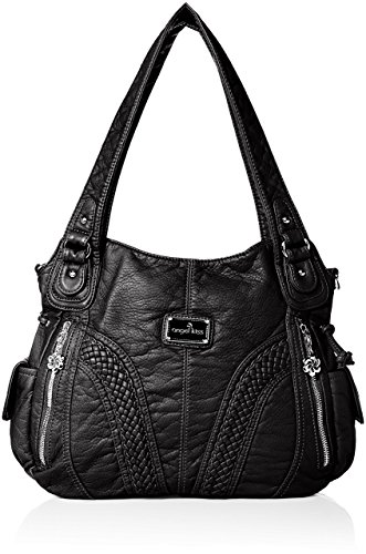 Angelkiss Women Top Handle Satchel Handbags Shoulder Bag Messenger Tote Washed Leather Purses Bag