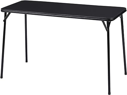 VECELO Folding Table Desk 47’’ with Collapsible Legs & Vinyl Upholstery, No Assembly Needed, Metal, Black, 47'' x 20'