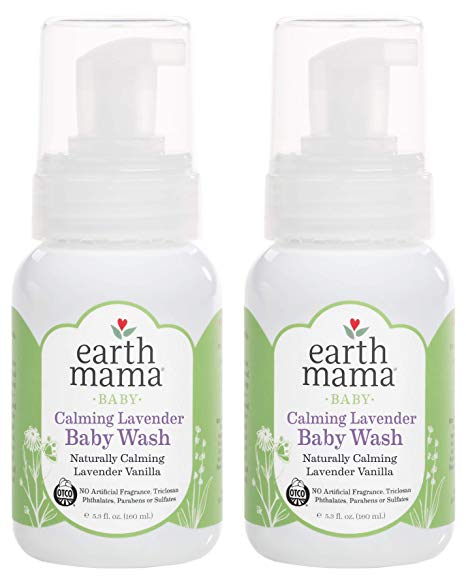 Earth Mama Calming Lavender Baby Wash with Gentle Castile Soap for Sensitive Skin, 5.3-Fluid Ounce (2-Pack)