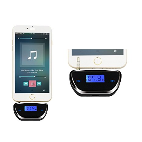 FM Transmitter, AmyTalk 3.5mm In-car Audio Radio Adapter for iPhone 6 6 Plus 5S 5C 5 5G 4S 4 3GS 3G Galaxsy S6 S6 Edge S5 S4 S3 Note 4 3 2, HTC One M8 / M7 / Mini