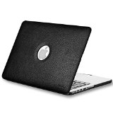 Kuzy - Retina 13-Inch BLACK LEATHER Hard Case for MacBook Pro 133 with Retina Display A1502  A1425 NEWEST VERSION Shell Cover Leatherette - BLACK