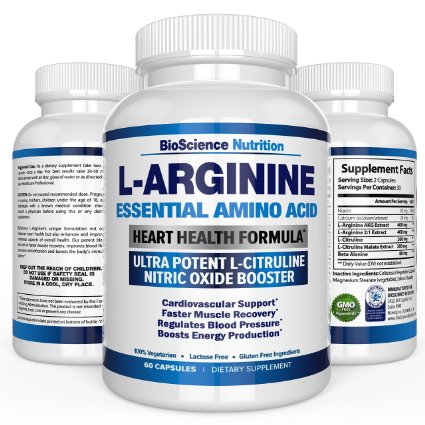L-Arginine   L-Citrulline 1340MG Cardio Heart Supplement - Boost Nitric Oxide, Endurance & Energy - Best L Arginine Formula Potent & Effective for Men Women & Seniors - 60 Capsules USA Made
