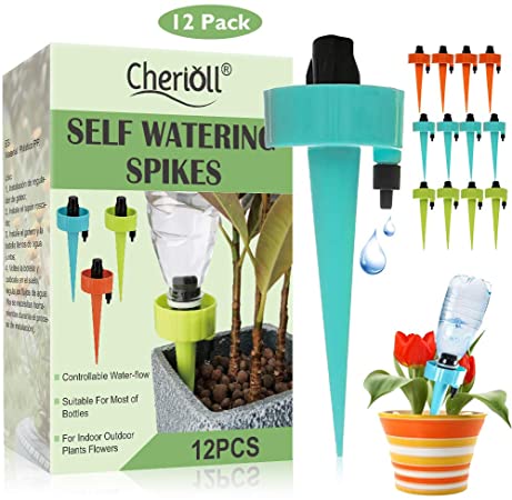 Plant Waterer, 12 Pcs Self Watering Spikes, Plant Self Watering Devices, Drip Irrigation Plant Waterer with Slow Release Control Valve Switch, Self Irrigation Watering Drip Devices Suitable for All Bottle