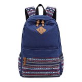 Hmxpls Unisex Fashionable Canvas Zip Bohemia Boho Style Backpack School College Laptop Bag for Teens Girls Boys Students Blue